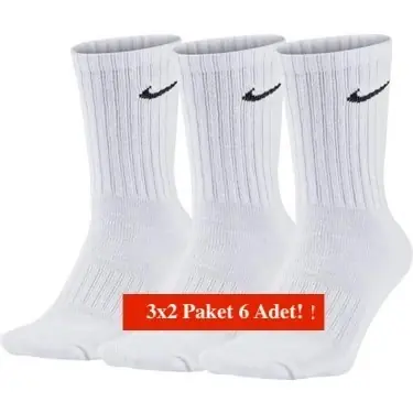Nike 6 lı Beyaz Çorap 3x2