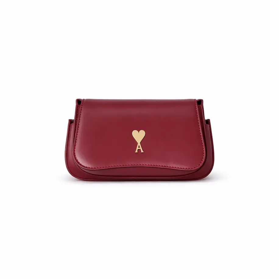 Ami Paris Small Glazed Bordeaux